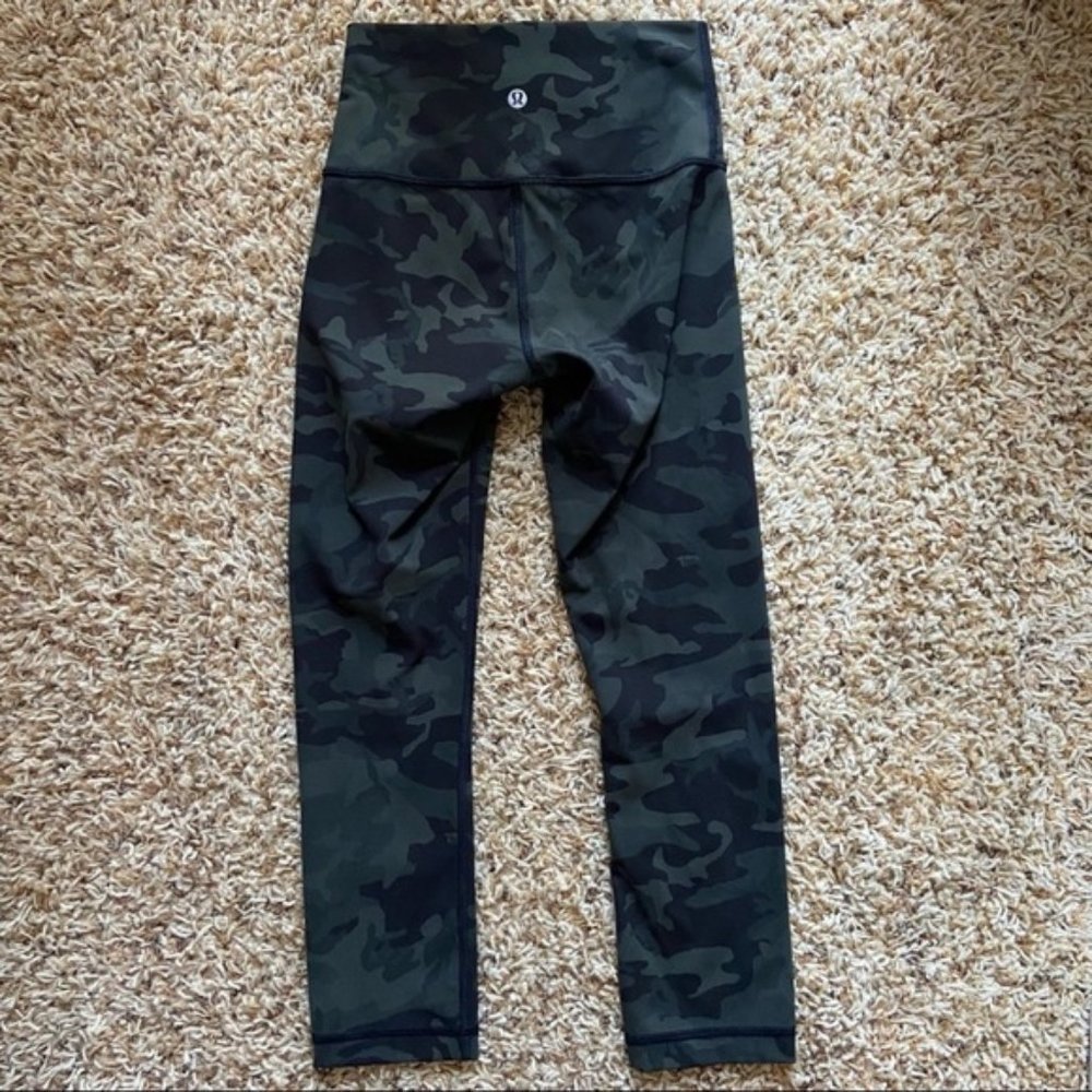 Lululemon Wunder Under 25" Leggings Incognito Camo Multi Gator Green